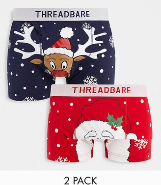 christmas 2 pack trunks in santa and rudolph print