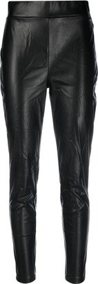 Slim-Cut Faux Leather Trousers