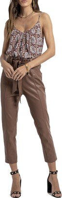 Harper Womens Faux Leather High Waist Paperbag Pants