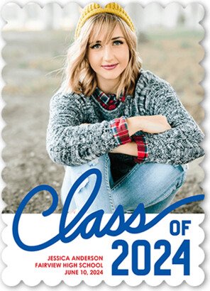 Graduation Announcements: Proud Class Graduation Announcement, White, 5X7, Pearl Shimmer Cardstock, Scallop