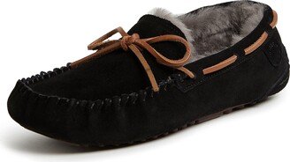 Fireside by Dearfoams Men's Victor Genuine Shearling Water Resistant Indoor/Outdoor Moccasin with Tie Slipper