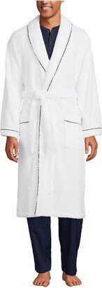 Men's Calf Length Piped Turkish Terry Robe - X Large - White