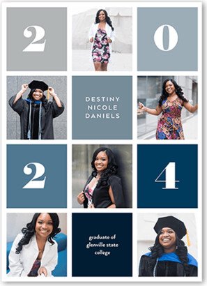 Graduation Announcements: Grad Lattice Graduation Announcement, Blue, 5X7, Pearl Shimmer Cardstock, Square