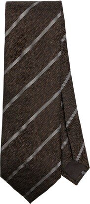 Diagonal Stripe-Pattern Silk Tie