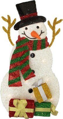 Northlight 31 Pre-Lit White and Black Snowman with Gifts Outdoor Christmas Decor