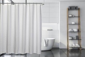 Belgian Waffle Shower Curtain White