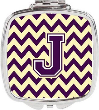 CJ1058-JSCM Letter J Chevron Purple & Gold Compact Mirror