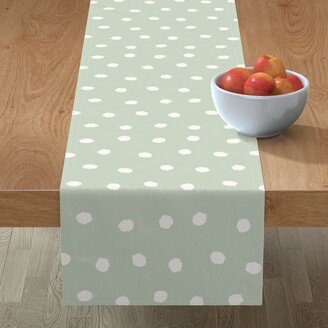 Table Runners: Polka Dots - Mint Green Table Runner, 90X16, Green