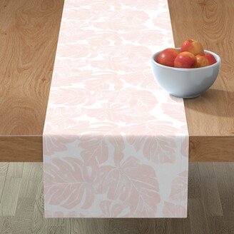 Table Runners: Jungle Monstera Leaves - Pink Table Runner, 90X16, Pink