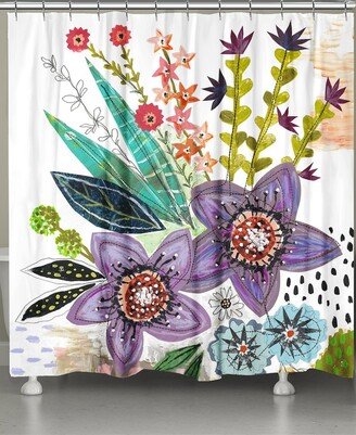 Violet Blooms Shower Curtain - Off White/multi