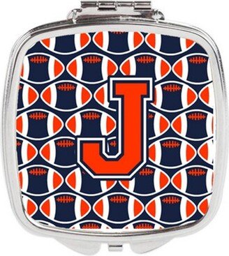 CJ1066-JSCM Letter J Football Orange, Blue & White Compact Mirror