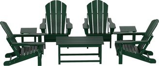 Westintrends 7 Piece Set Outdoor Folding Adirondack Chairs with Coffee Table Side Table