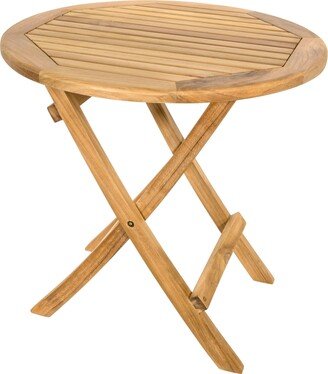 Natural Teak Round Folding Side Table - 20