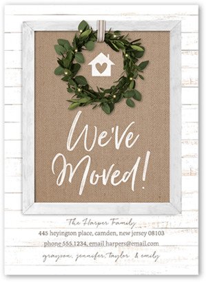 Moving Announcements: Rustic Wreathed Door Moving Announcement, White, 5X7, Matte, Signature Smooth Cardstock, Square