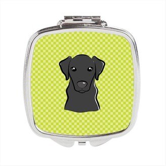 BB1297SCM Checkerboard Lime Green Black Labrador Compact Mirror, 2.75 x 3 x .3 In.