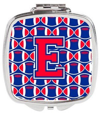 CJ1076-ESCM Letter E Football Harvard Crimson & Yale Blue Compact Mirror