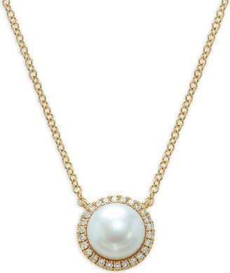 Saks Fifth Avenue Made in Italy Saks Fifth Avenue Women's 14K Yellow Gold, 6.5-7.5MM Cultured Pearl & Diamond Necklace