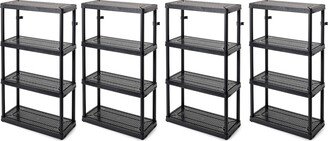 4-Shelf Fixed Height Ventilated Shelving Unit, Black