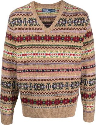 Fair Isle Intarsia-Knit Wool Jumper