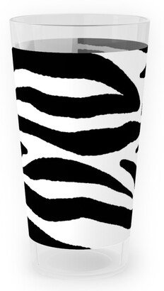 Outdoor Pint Glasses: Zebra Print - Black And White Outdoor Pint Glass, Black