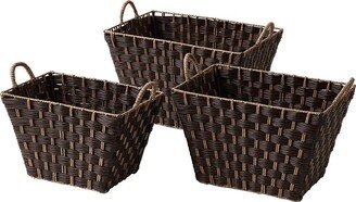 Set Of 3 Rectangular Faux Wicker Storage Bins