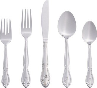 Riverridge Rose 46 Piece Monogrammed Flatware Set - M, Service for 8