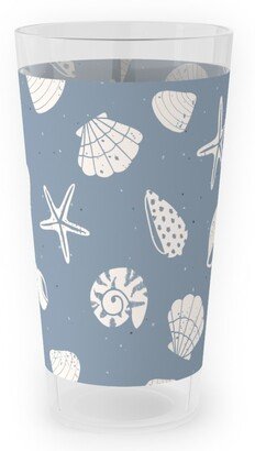 Outdoor Pint Glasses: Seashells Summer Beach - Dusty Blue Outdoor Pint Glass, Blue