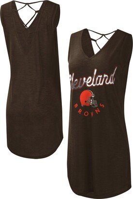 Women's G-iii 4Her by Carl Banks Brown Cleveland Browns Game Time Swim V-Neck Cover-Up Dress