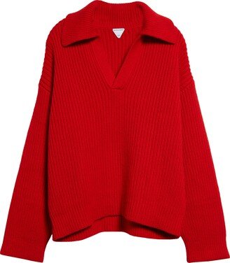 Johnny Collar Wool & Cashmere Rib Polo Sweater