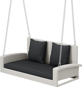 2-Person Wicker Hanging Porch Swing with Chains