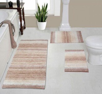 Home Weavers Inc Set of 3 Gradiation Rug Collection Beige Cotton Tufted Bath Rug Set - Home Weavers