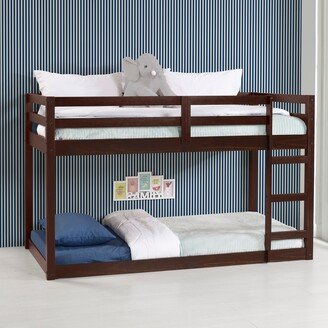 IGEMAN Gaston II Pine Wood Twin Low Loft Bed in Espresso Finish for Kids