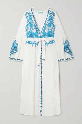 Romilly Embroidered Cotton And Linen-blend Coverup - White