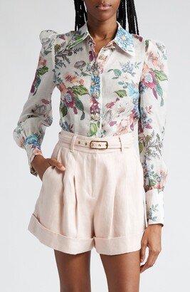 Matchmaker Floral Print Linen & Silk Shirt