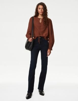 Modal Rich Tie Neck Blouse