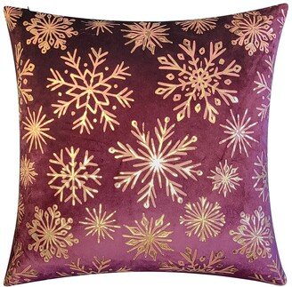 Edie Home Snowflakes Velvet Foil Print Holiday Decorative Pillow