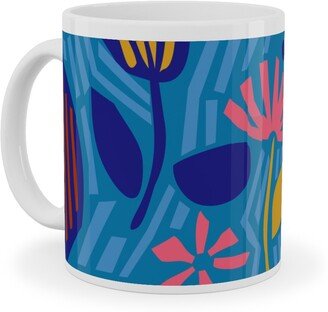 Mugs: Paper Cut Floral Garden Ceramic Mug, White, 11Oz, Multicolor