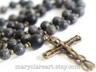 Lord Of Peace Handcrafted Rosary, Catholic Hand Strung Five Decade Vintage Style Antique Rosary