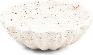 10in Fluted Travertine Stone Bowl