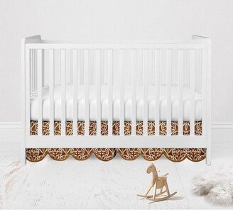 Damask Chocolate/White Crib or Toddler Bed Skirt