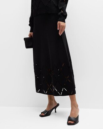 Slash Cutout Pull-On Midi Skirt