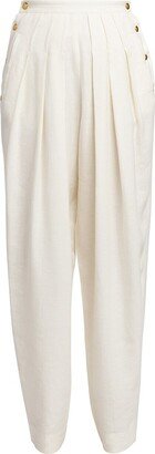 Asael Pleated Linen & Wool-Blend Pants