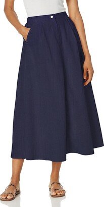 Women's Nickel Button a-line midi Skirt-AA