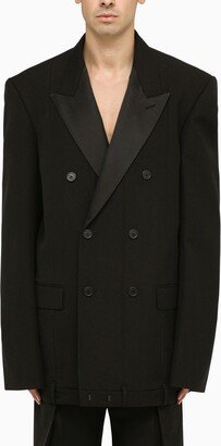 Black wool double-breasted jacket