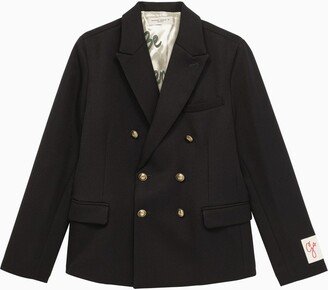 Double-breasted navy wool jacket