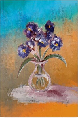 Lois Bryan Purple and Blue Pansies in Glass Vase Canvas Art - 20 x 25