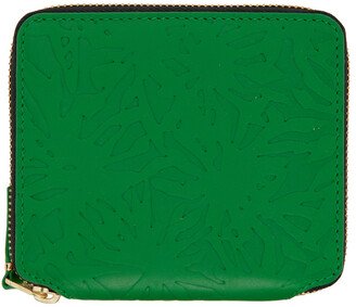 COMME des GARÇONS WALLETS Green Embossed Forest Zip Wallet