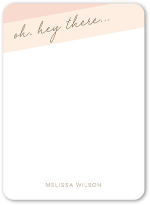 Thank You Cards: Oh Hey Personal Stationery, Beige, 5X7, Pearl Shimmer Cardstock, Rounded