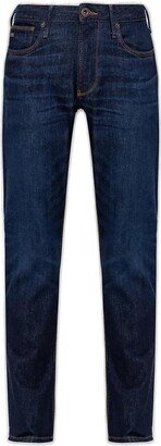 Logo-Patch Straight Leg Stonewash Jeans