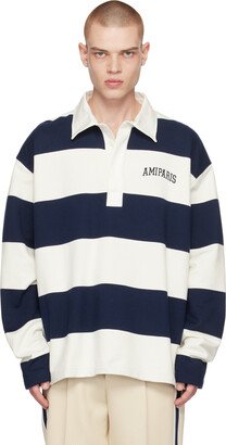 White & Navy Striped Polo